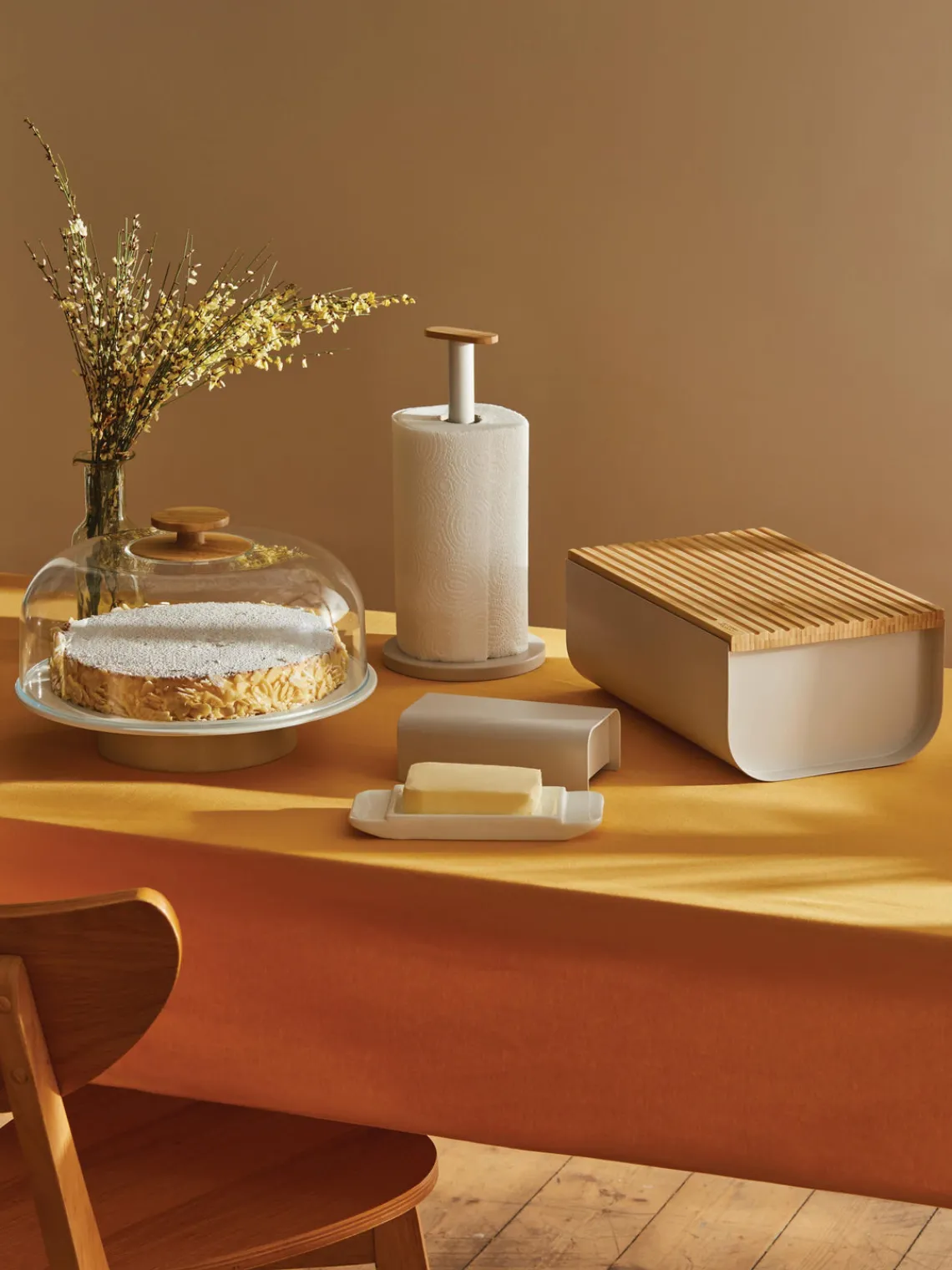 Sale ALESSI Boîte à pain avec couvercle en bambou Mattina Gris clair, bambou