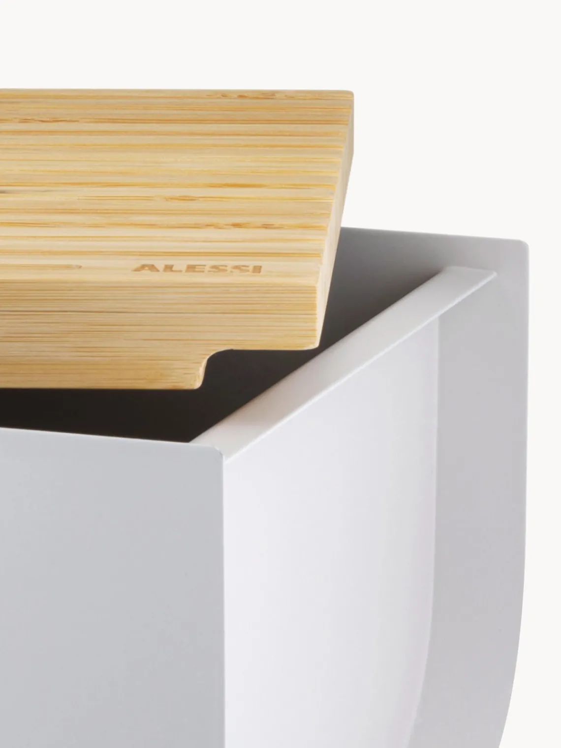 Sale ALESSI Boîte à pain avec couvercle en bambou Mattina Gris clair, bambou