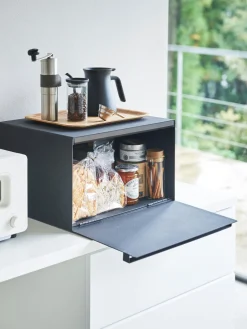 Outlet Yamazaki Boîte à pain avec ouverture magnétique Tosca Noir, mat