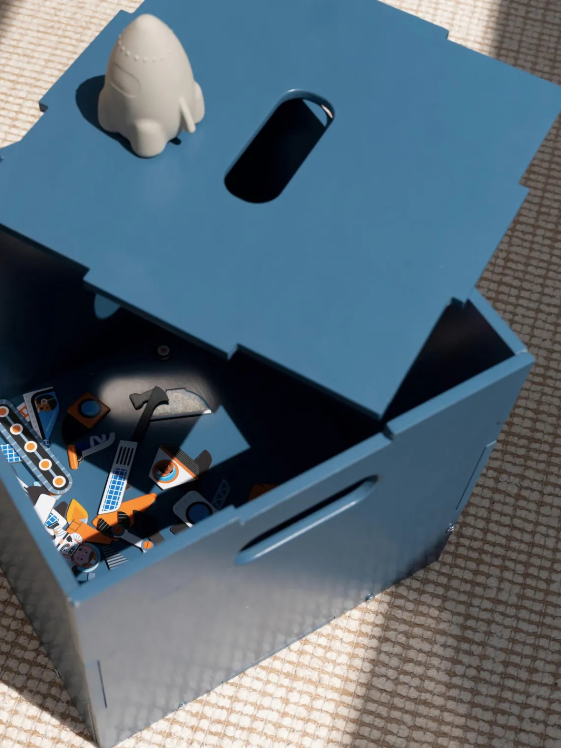 Online Nofred Boîte de rangement en bois Cube Gris-bleu