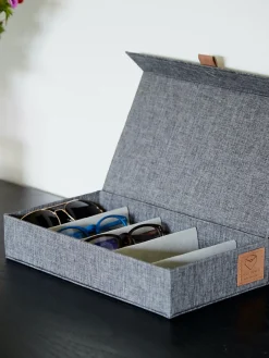 Best Store It Boîte de rangement pour lunettes Premium Gris foncé, brun