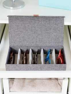 Best Store It Boîte de rangement pour lunettes Premium Gris foncé, brun