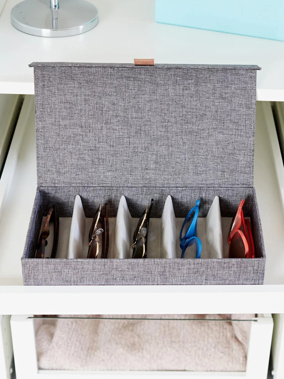 Best Store It Boîte de rangement pour lunettes Premium Gris foncé, brun