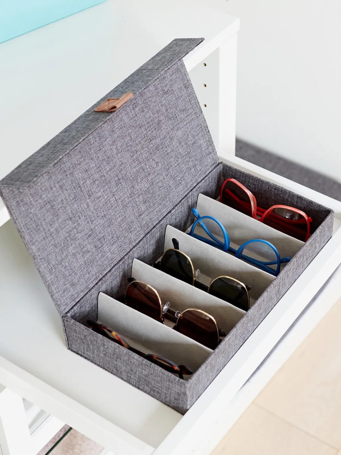 Best Store It Boîte de rangement pour lunettes Premium Gris foncé, brun