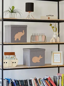 Fashion Store It Boîte de rangement Premium Gris foncé, éléphant