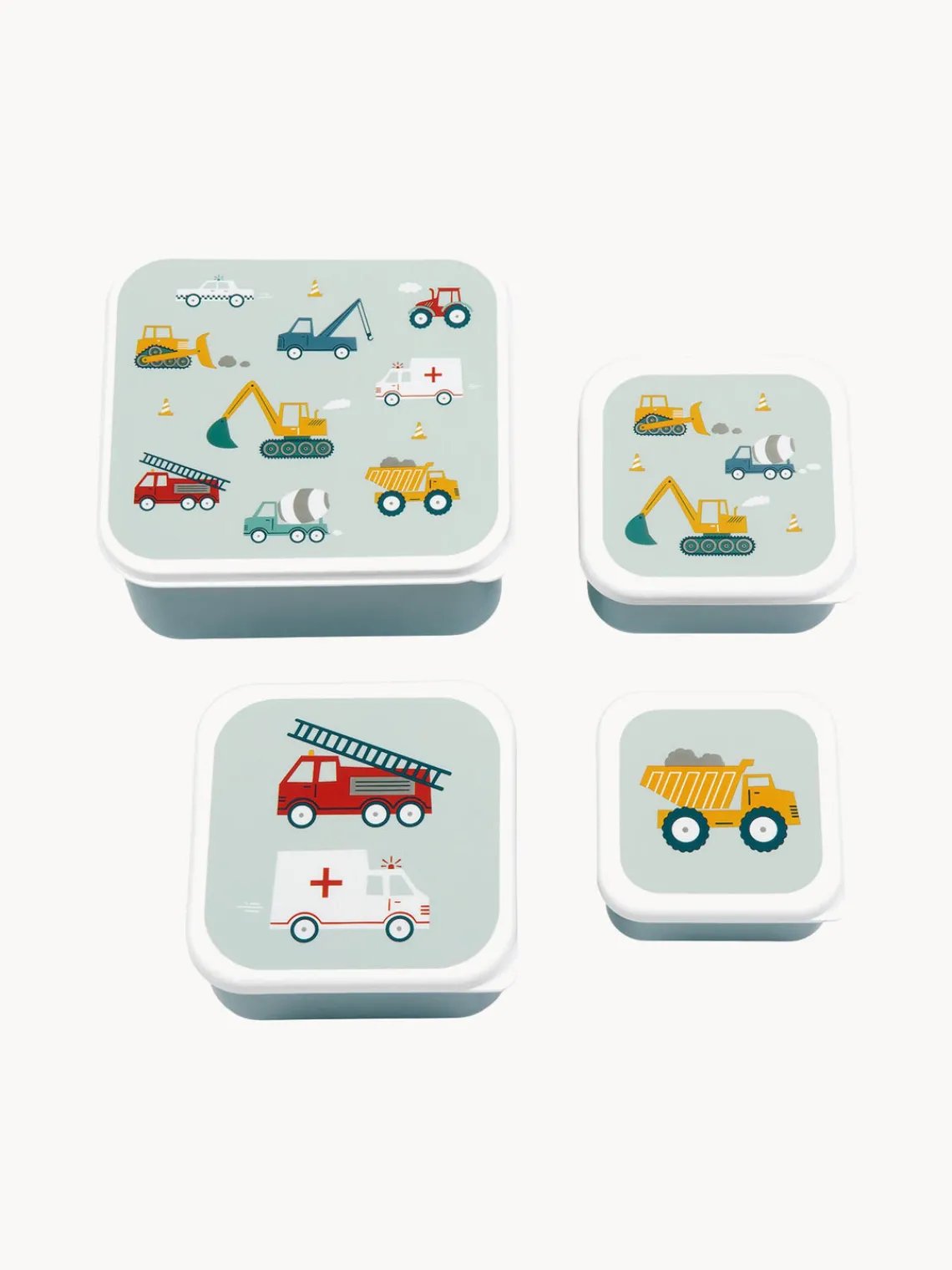 New A Little Lovely Company Boîtes à lunch pour enfants Vehicles, 4 élém.