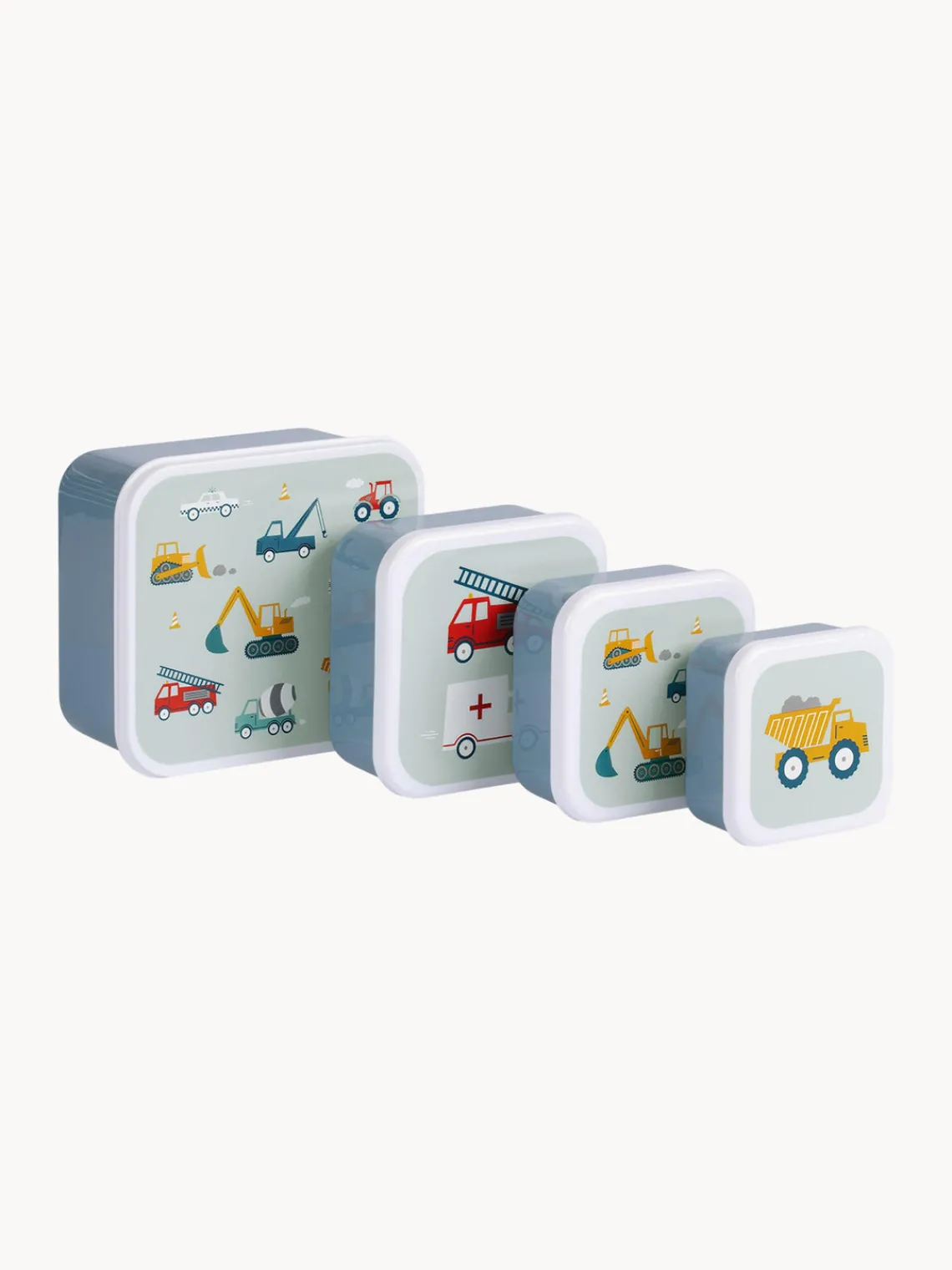 New A Little Lovely Company Boîtes à lunch pour enfants Vehicles, 4 élém.