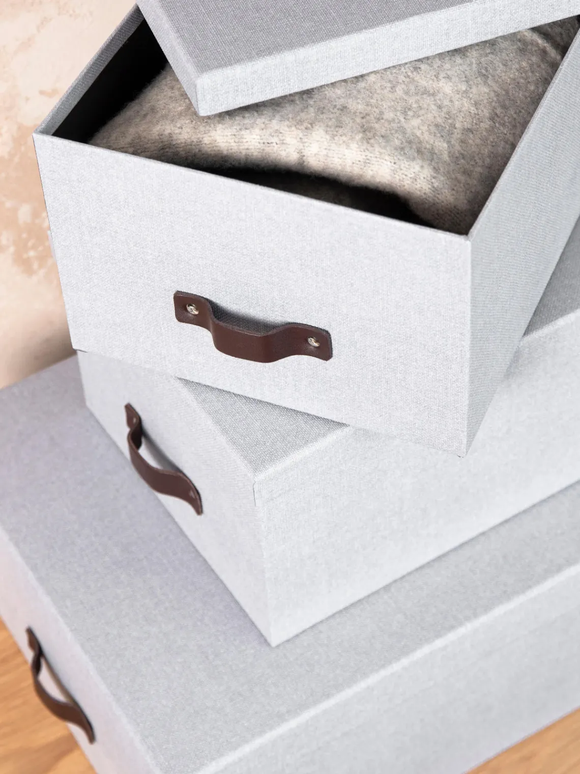 Online Bigso Box of Sweden Boîtes de rangement Inge, 3 élém. Gris-bleu, brun