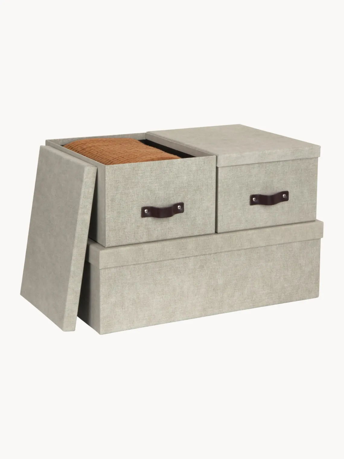 Discount Bigso Box of Sweden Boîtes de rangement Inge, 3 élém. Beige clair, brun