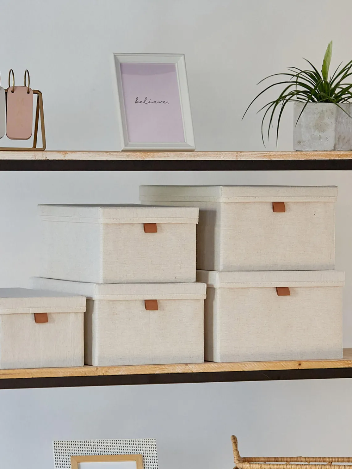 Outlet Store It Boîtes de rangement Premium, 5 élém. Beige clair, brun