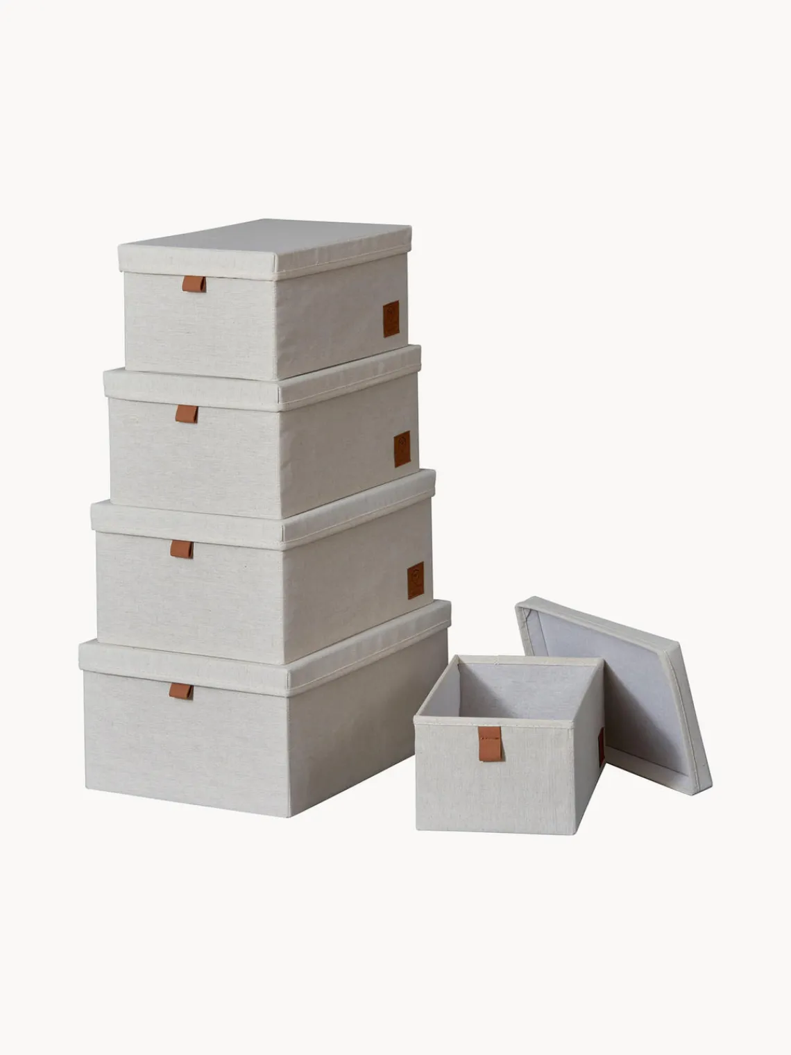 Outlet Store It Boîtes de rangement Premium, 5 élém. Beige clair, brun