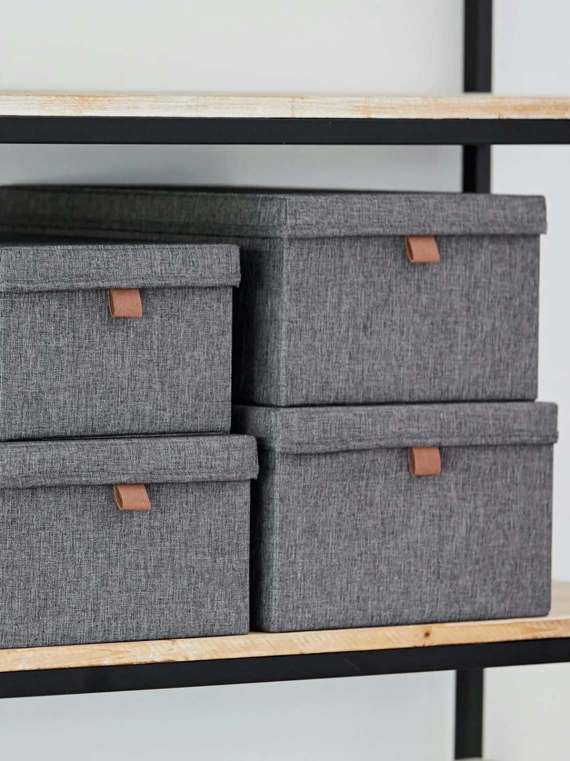 Hot Store It Boîtes de rangement Premium, 5 élém. Gris foncé, brun
