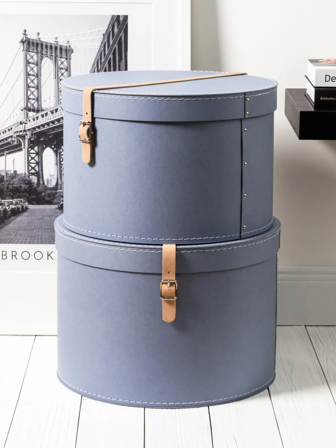 Online Bigso Box of Sweden Boîtes de rangement rondes Rut, 2 élém. Gris-bleu
