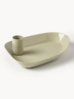 Hot Broste Copenhagen Bougeoir avec plateau Mie Beige clair, haute brillance