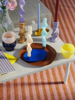 Clearance Broste Copenhagen Bougeoir avec plateau Mie Bleu roi, haute brillance