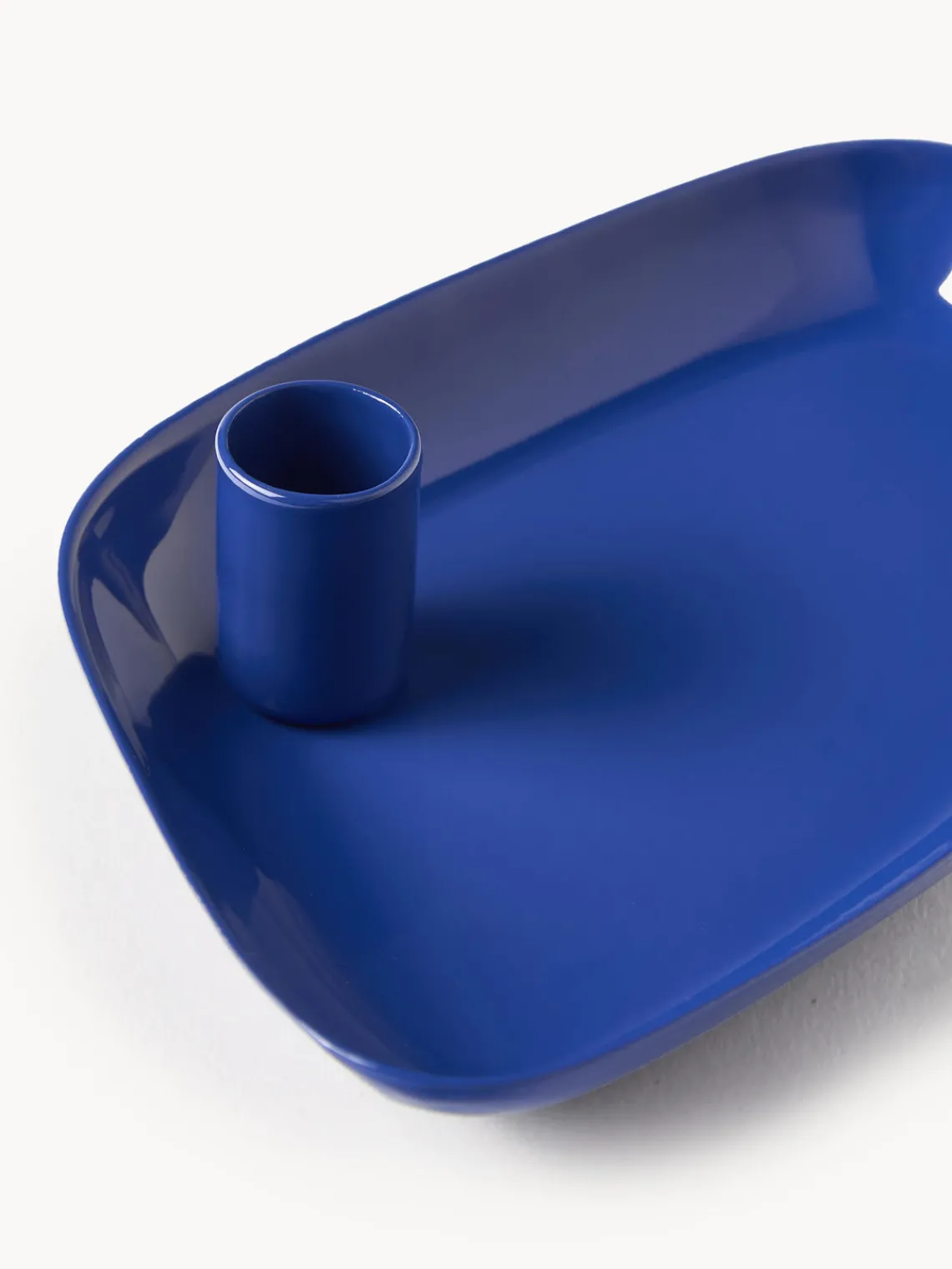 Clearance Broste Copenhagen Bougeoir avec plateau Mie Bleu roi, haute brillance
