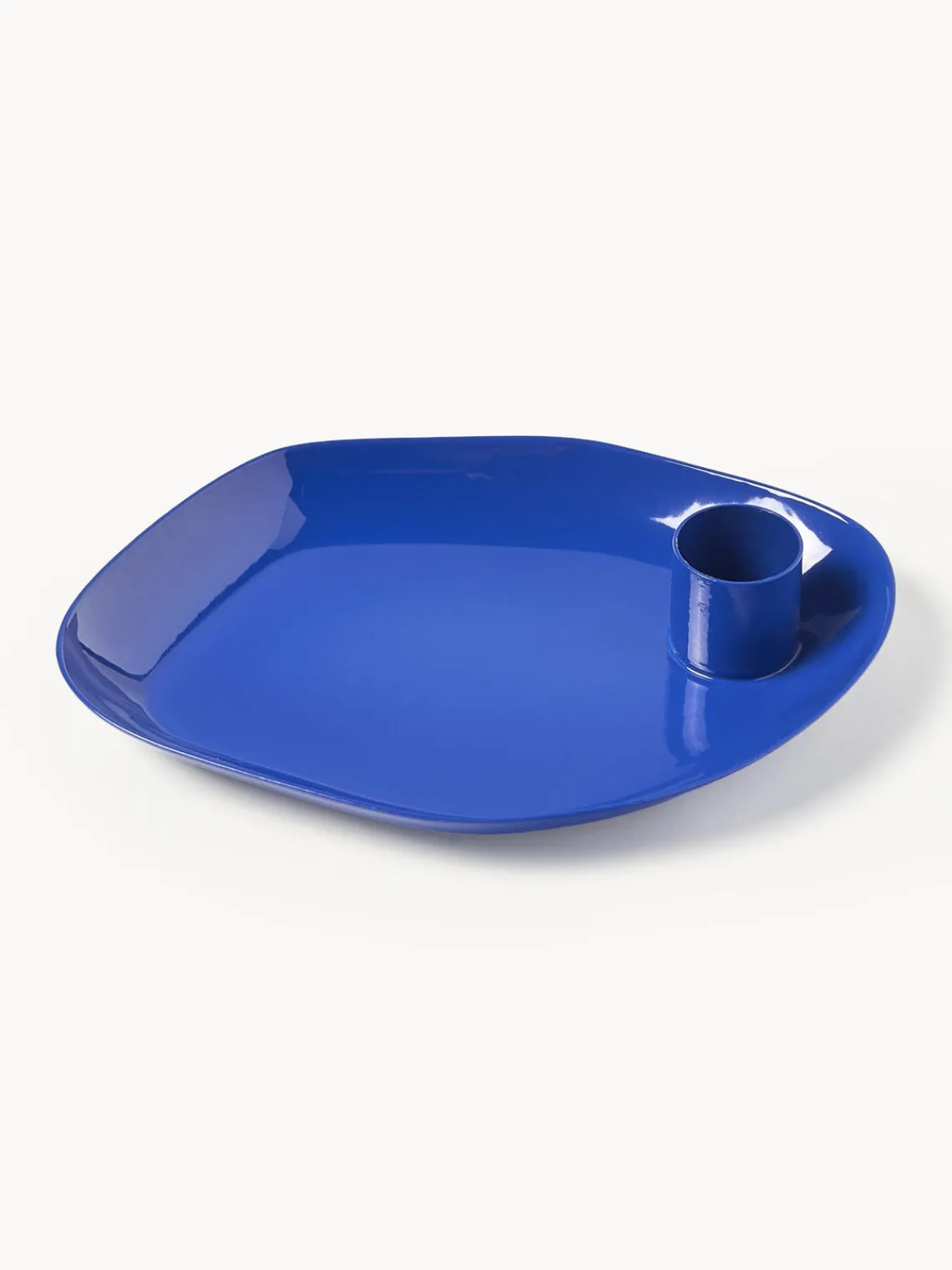 New Broste Copenhagen Bougeoir avec plateau Mie Bleu roi, haute brillance