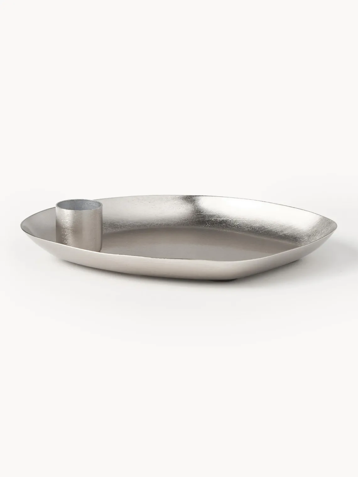 Hot Broste Copenhagen Bougeoir avec plateau Mie Argenté, satiné
