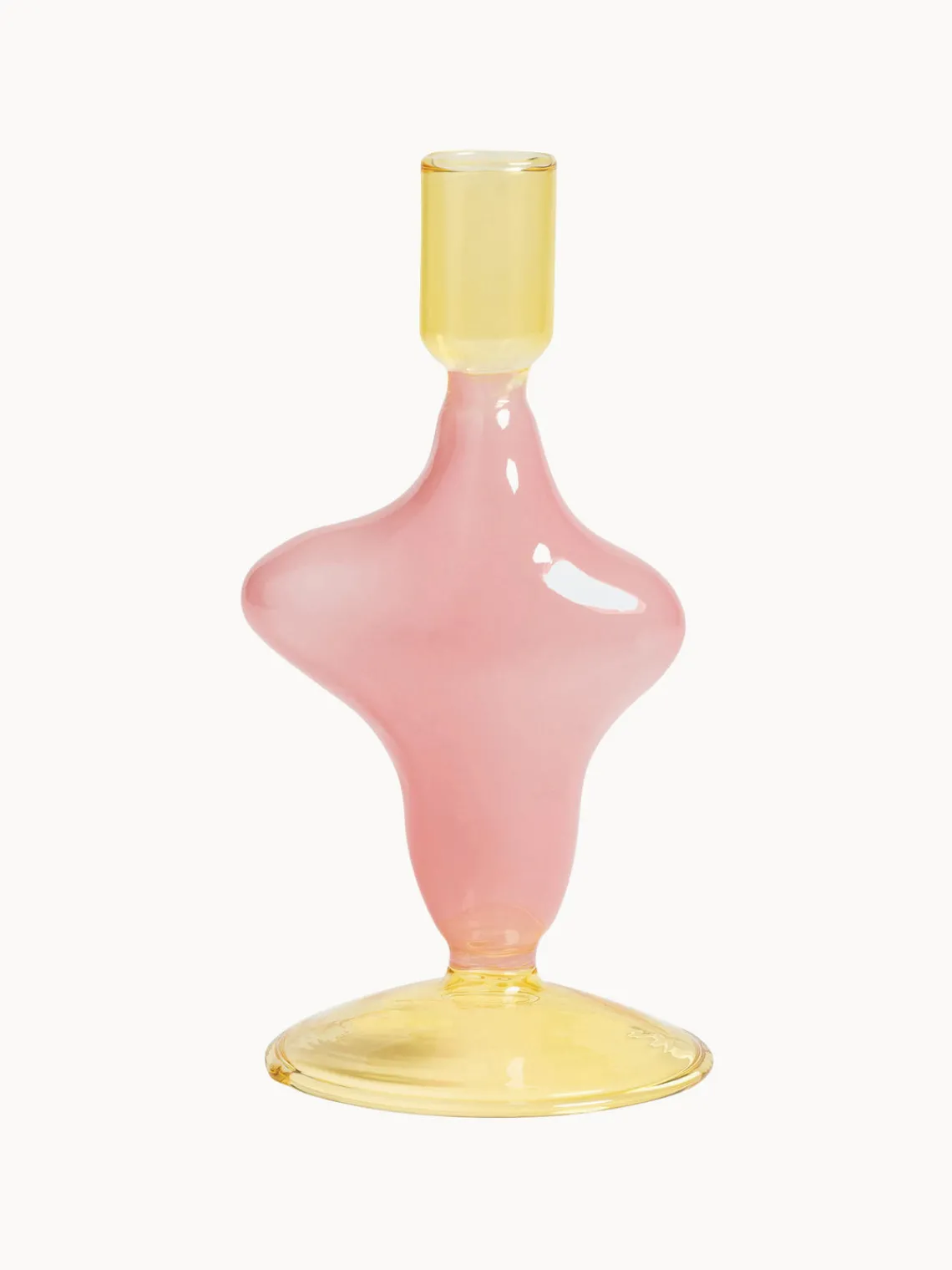 Discount &k Amsterdam Bougeoir de verre Flux Rose pâle, jaune