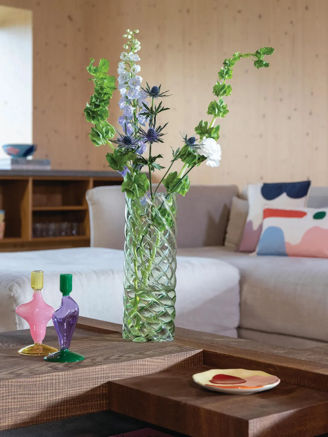 Discount &k Amsterdam Bougeoir de verre Flux Rose pâle, jaune