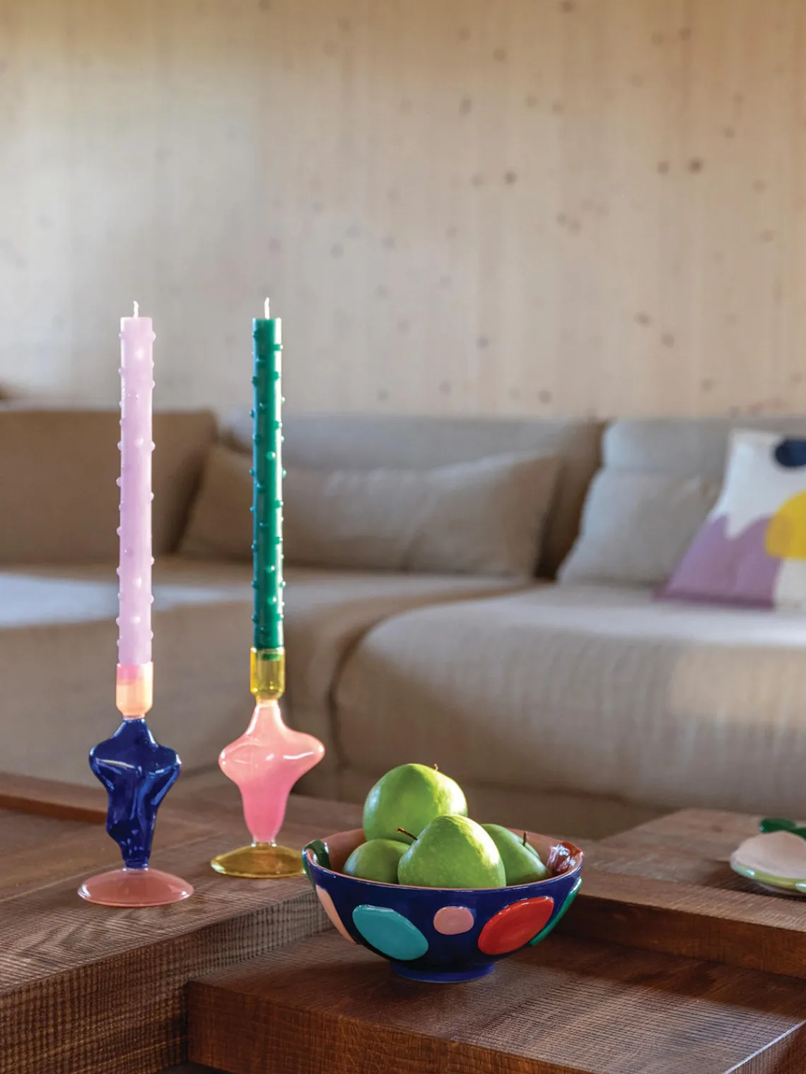 Discount &k Amsterdam Bougeoir de verre Flux Rose pâle, jaune