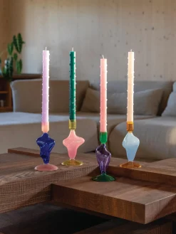 Discount &k Amsterdam Bougeoir de verre Flux Rose pâle, jaune