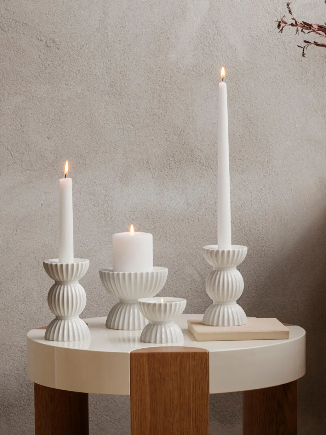 Fashion Lyngby Porcelaen Bougeoir en porcelaine avec surface striée Tura