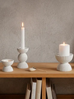 Outlet Lyngby Porcelaen Bougeoir en porcelaine avec surface striée Tura