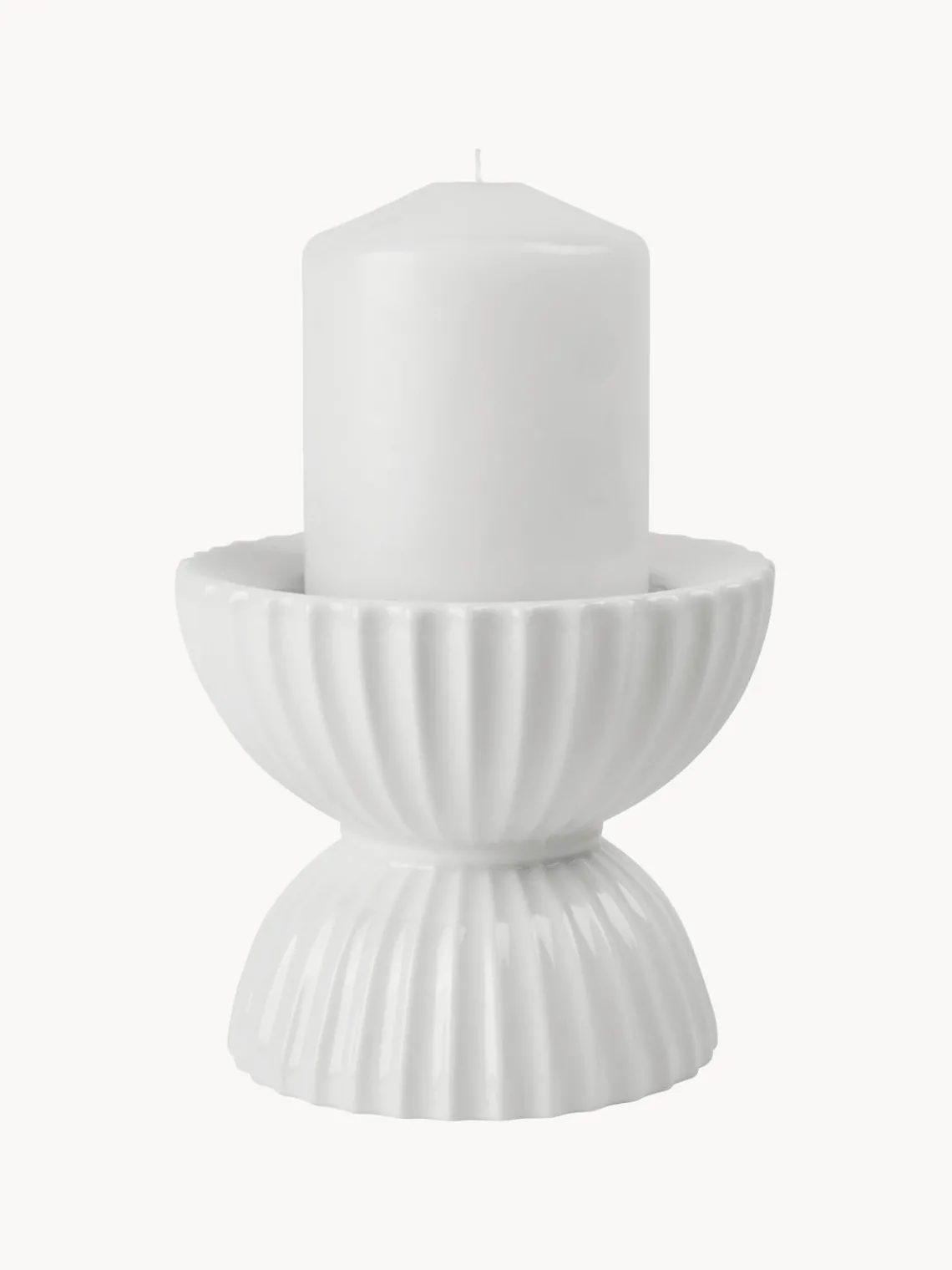 Outlet Lyngby Porcelaen Bougeoir en porcelaine avec surface striée Tura