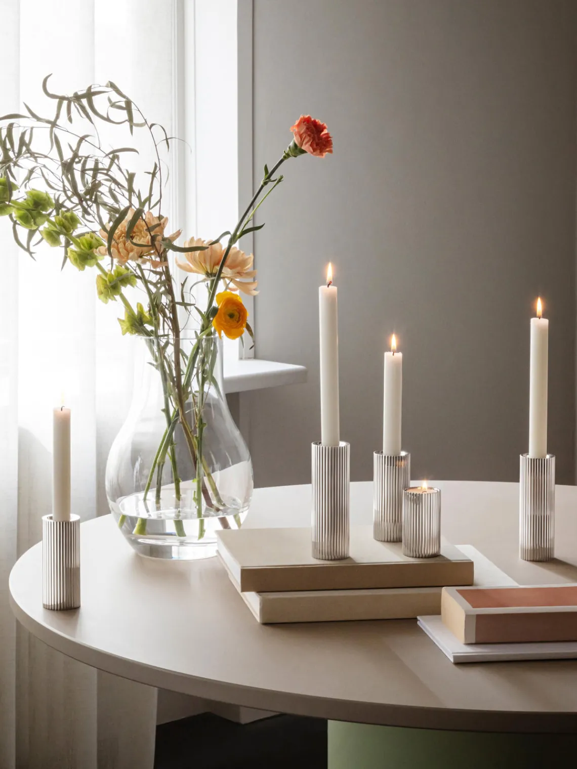 Outlet GEORG JENSEN Bougeoir strié Bernadotte, haut. 11 cm
