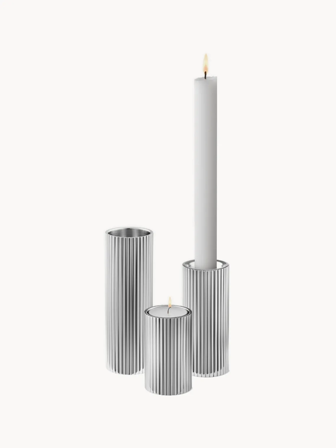 Outlet GEORG JENSEN Bougeoir strié Bernadotte, haut. 11 cm