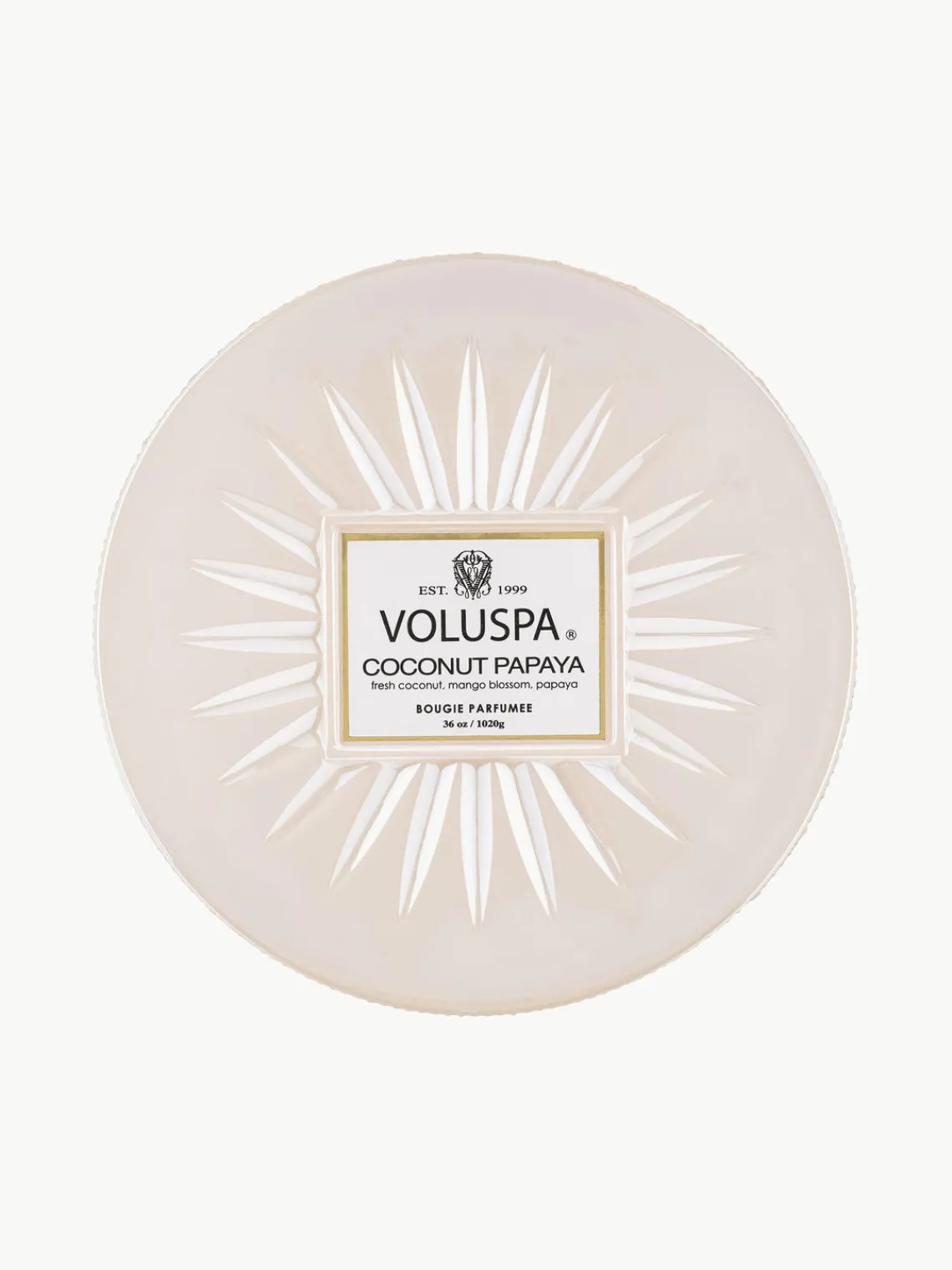 Best Voluspa Bougie parfumée artisanale à trois mèches Bougie Parfumee (noix de coco, fleur de manguier & papaye) Noix de coco fraîche, fleur de mangue & papaye