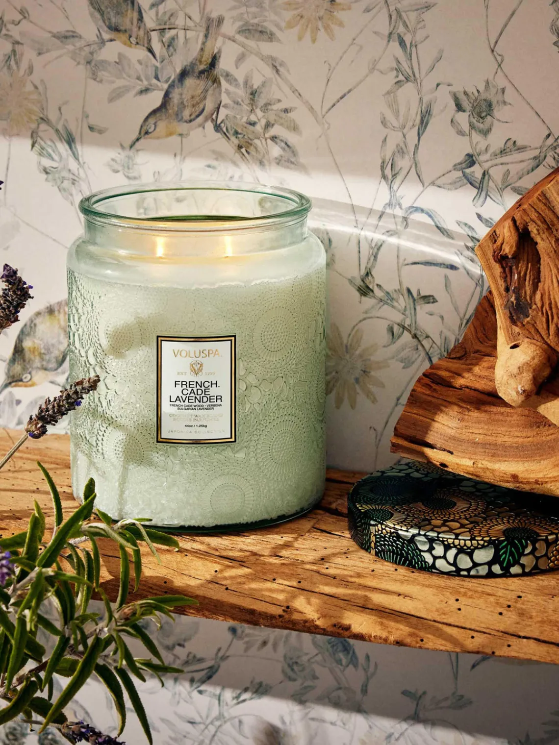 Online Voluspa Bougie parfumée artisanale à deux mèches Japonica Collection (bois de cade, verveine & lavande) Bois de cade français, verveine & lavande bulgare