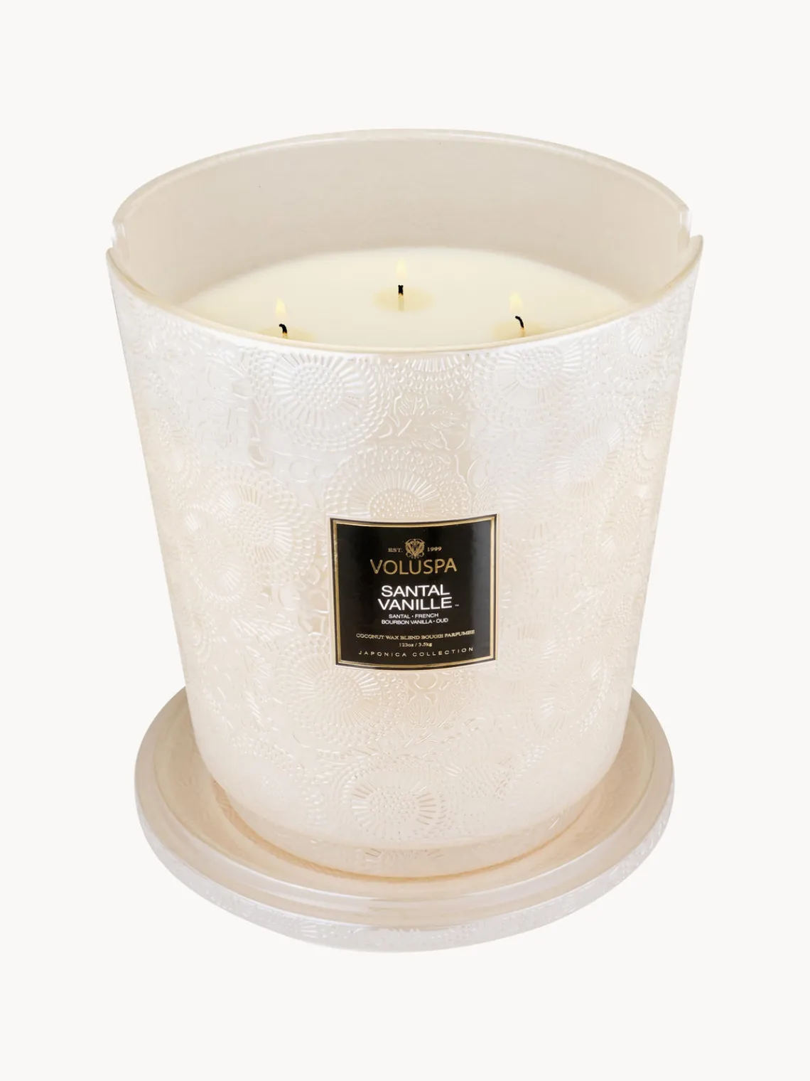 Outlet Voluspa Bougie parfumée artisanale à cinq mèches Japonica Collection (santal, vanille Bourbon & oud) Santal, vanille française Bourbon & Oud