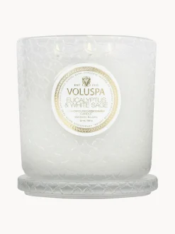 Outlet Voluspa Bougie parfumée artisanale à trois mèches Maison Blanc (eucalyptus, cardamome, sauge & écorce d'hinoki)