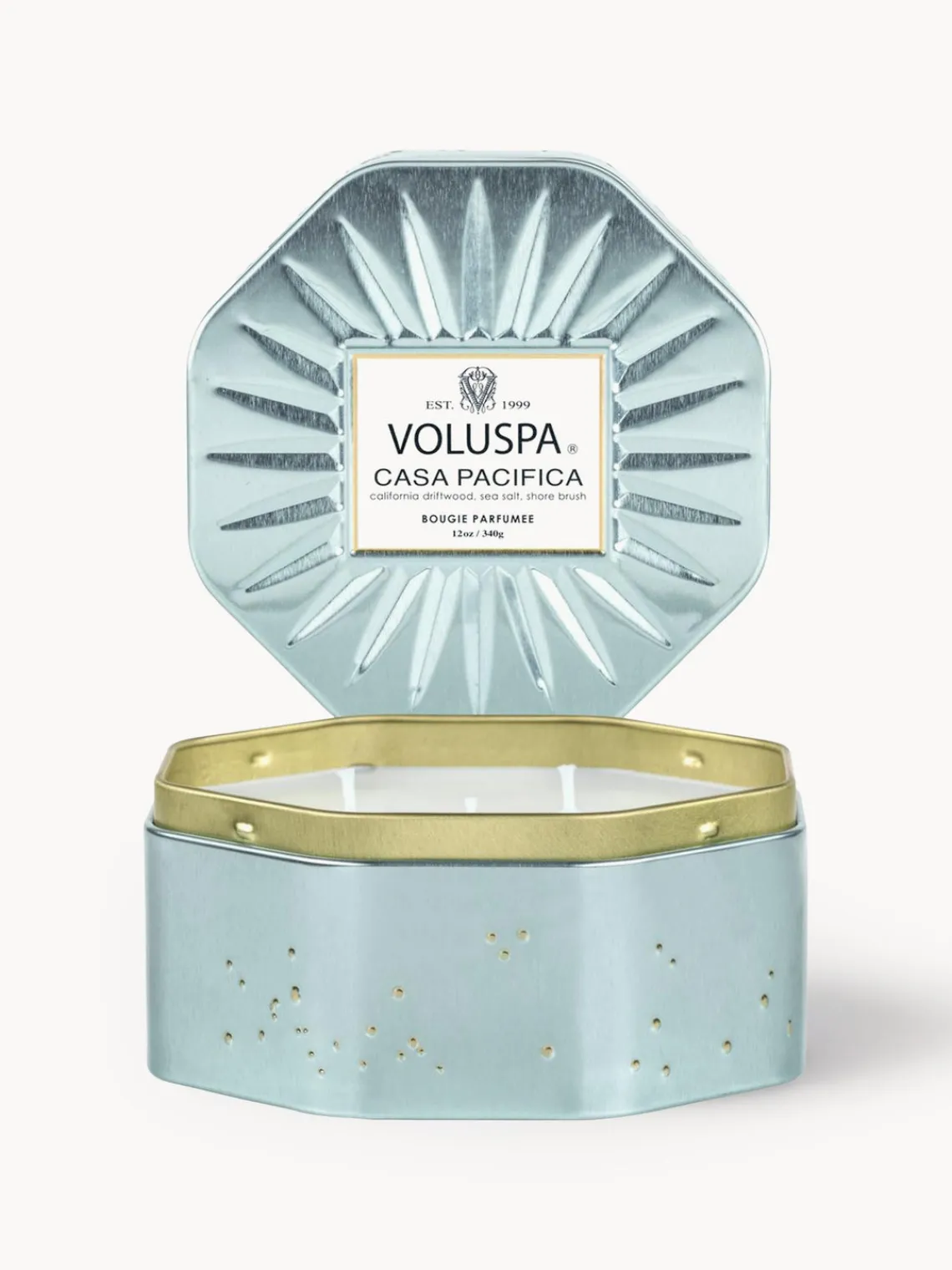 Outlet Voluspa Bougie parfumée artisanale à trois mèches Bougie Parfumee (bois flotté de Californie & sel marin) Bois flotté de Californie & sel de mer