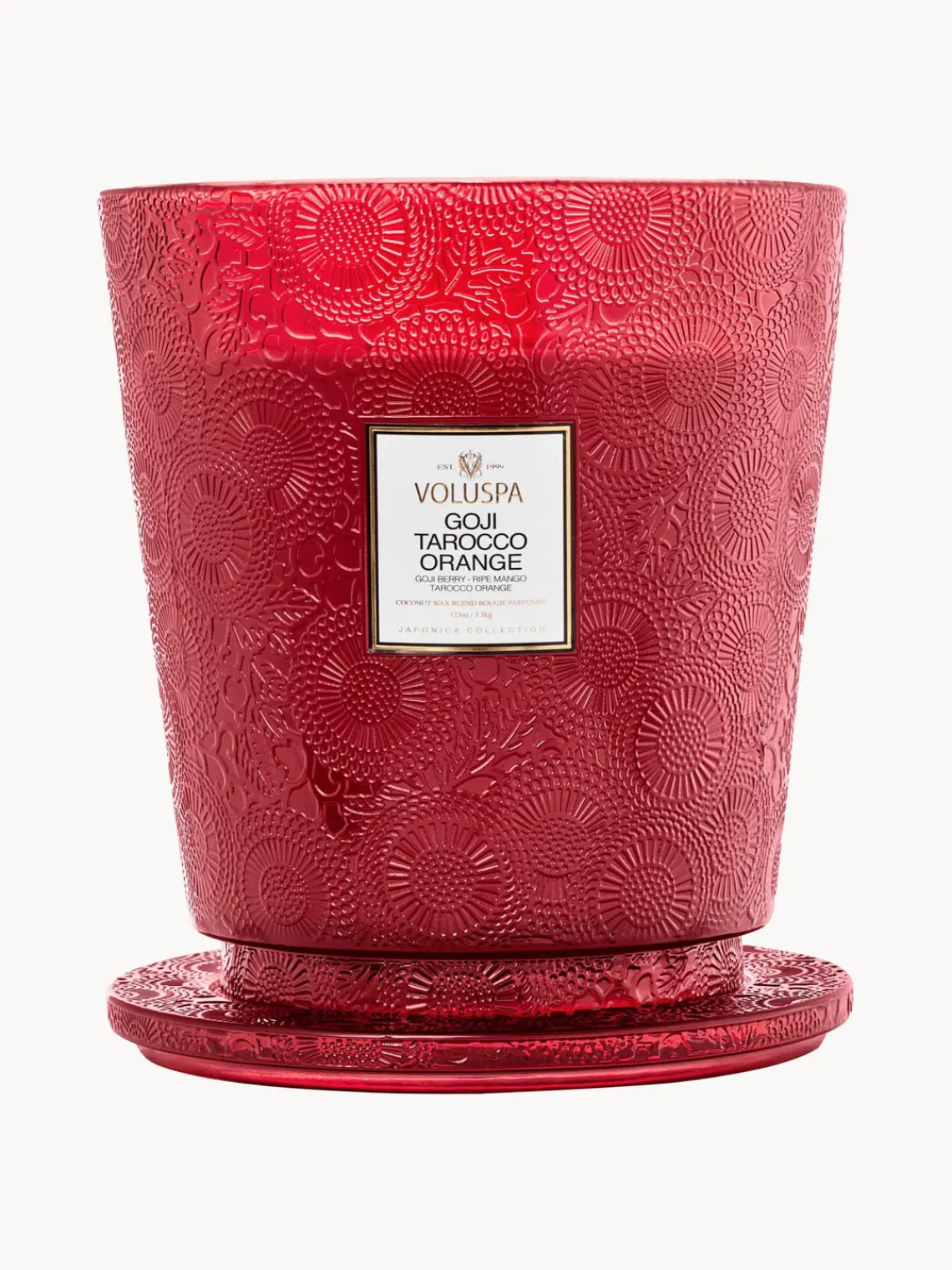 New Voluspa Bougie parfumée artisanale à cinq mèches Japonica Collection Baie de goji, mangue & orange tarocco