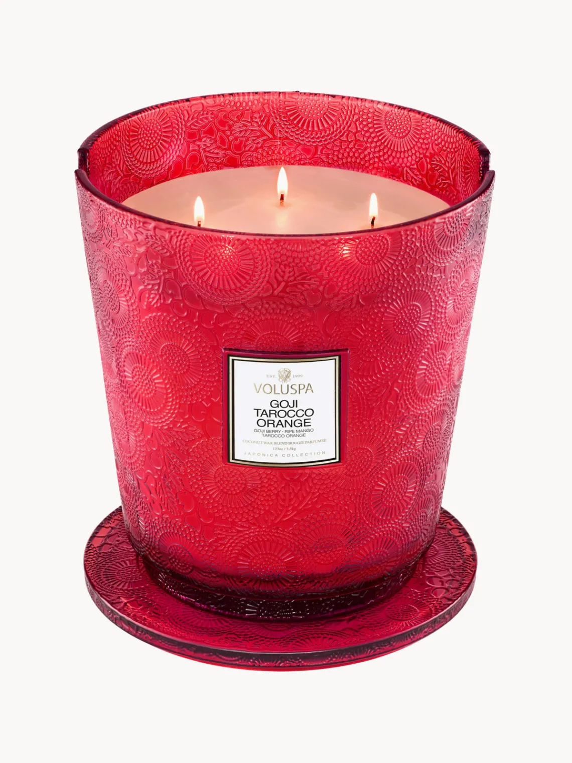 New Voluspa Bougie parfumée artisanale à cinq mèches Japonica Collection Baie de goji, mangue & orange tarocco