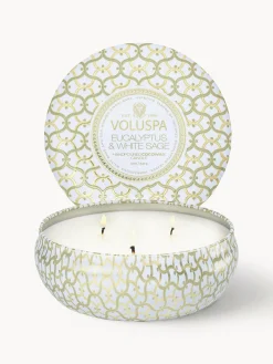 Best Voluspa Bougie parfumée artisanale à trois mèches Maison Blanc (eucalyptus, cardamome, sauge & écorce d'hinoki)