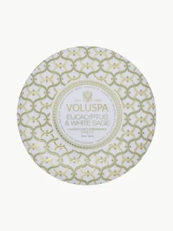 Best Voluspa Bougie parfumée artisanale à trois mèches Maison Blanc (eucalyptus, cardamome, sauge & écorce d'hinoki)