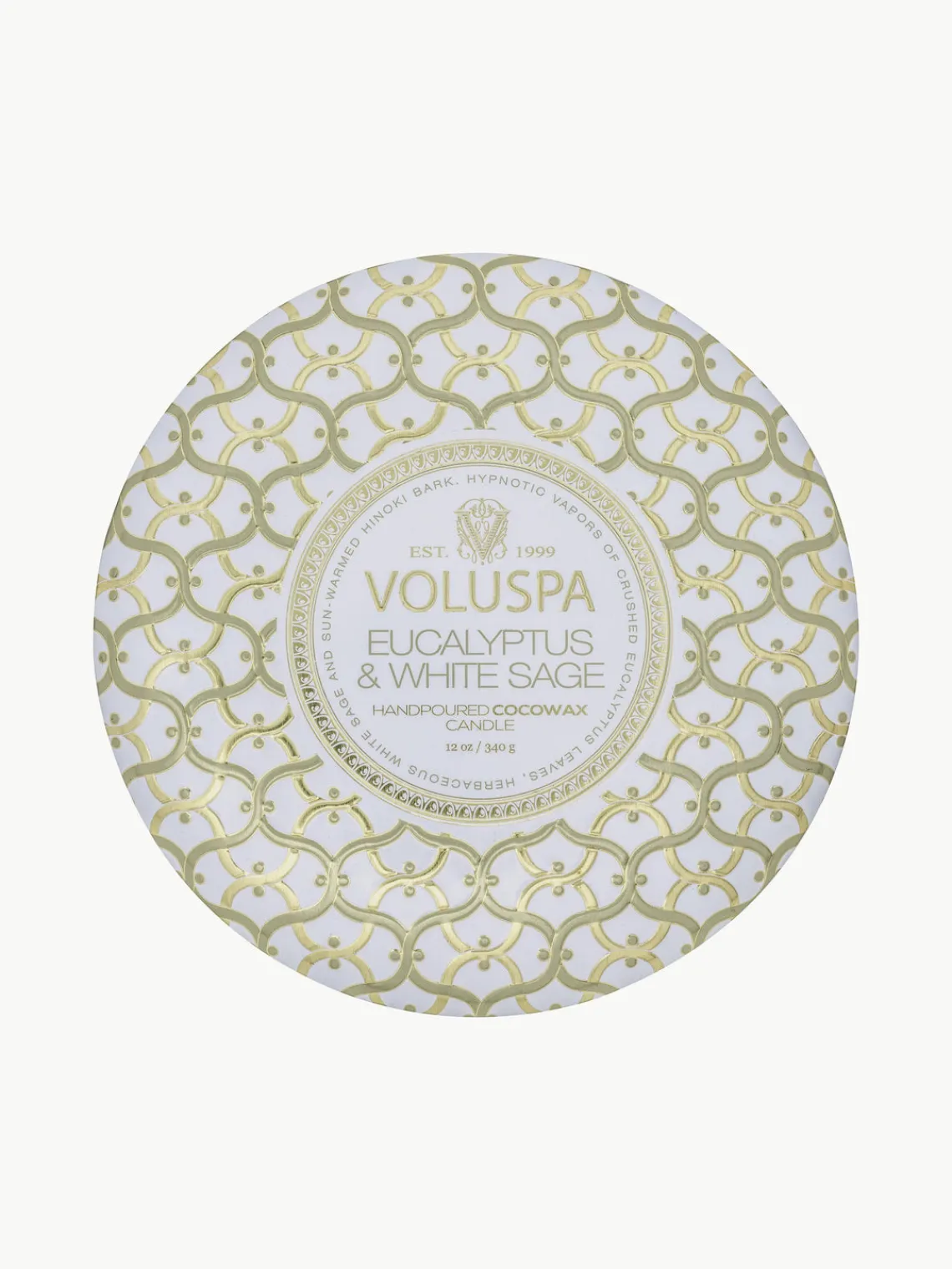 Best Voluspa Bougie parfumée artisanale à trois mèches Maison Blanc (eucalyptus, cardamome, sauge & écorce d'hinoki)