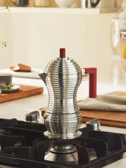 New ALESSI Bouilloire à espresso Pulcina Argenté, haute brillance, rouge