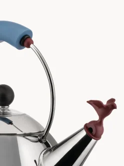 Outlet ALESSI Bouilloire avec sifflet Bird, 2 L Argenté, bleu, lie de vin