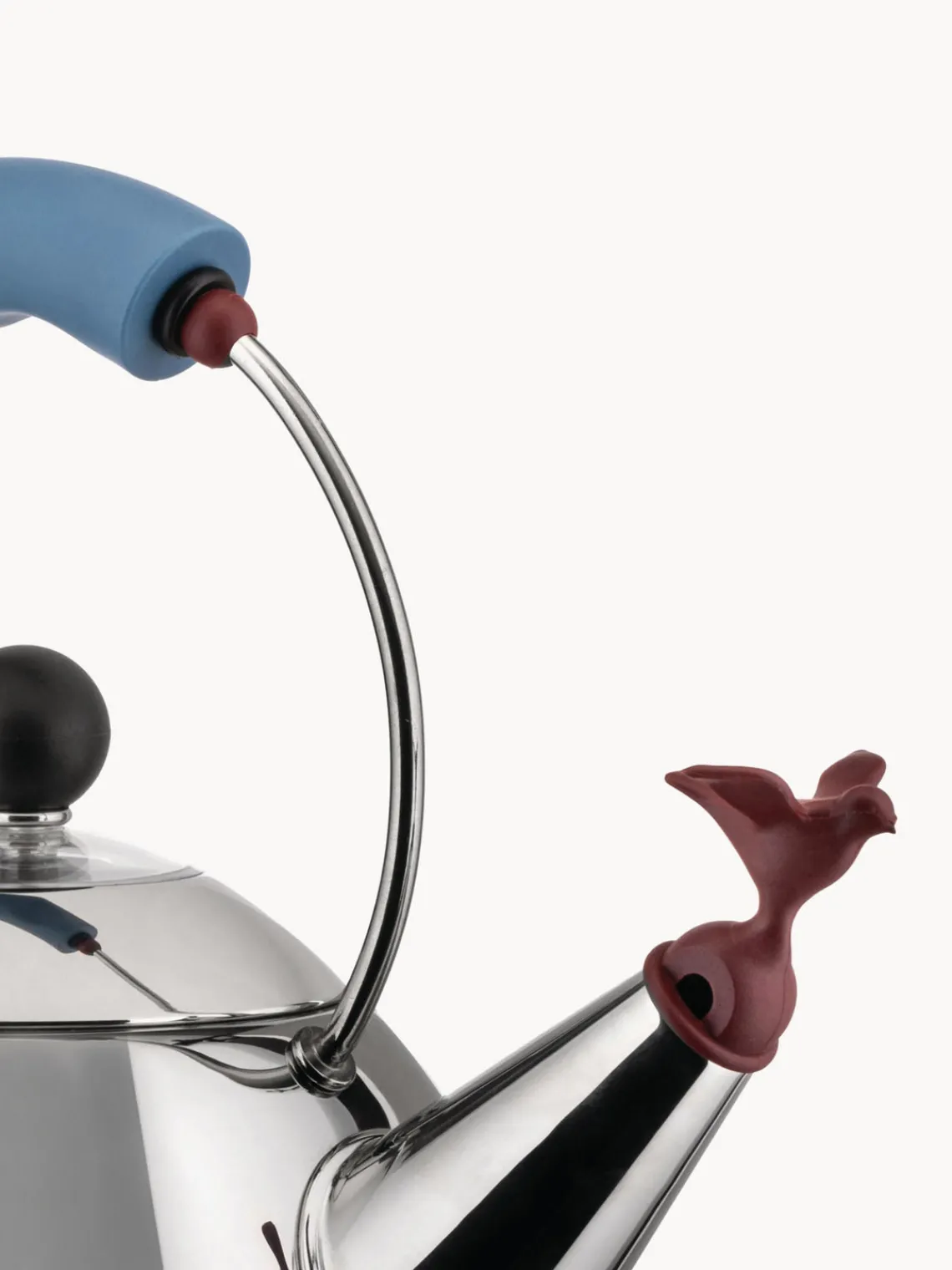 Outlet ALESSI Bouilloire avec sifflet Bird, 2 L Argenté, bleu, lie de vin