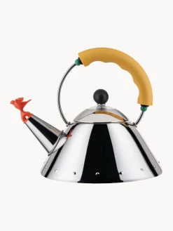 Hot ALESSI Bouilloire avec sifflet Bird, 1 L Argenté, jaune soleil, orange