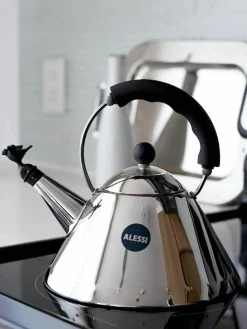 Best ALESSI Bouilloire avec sifflet Bird, 2 L Argenté, noir