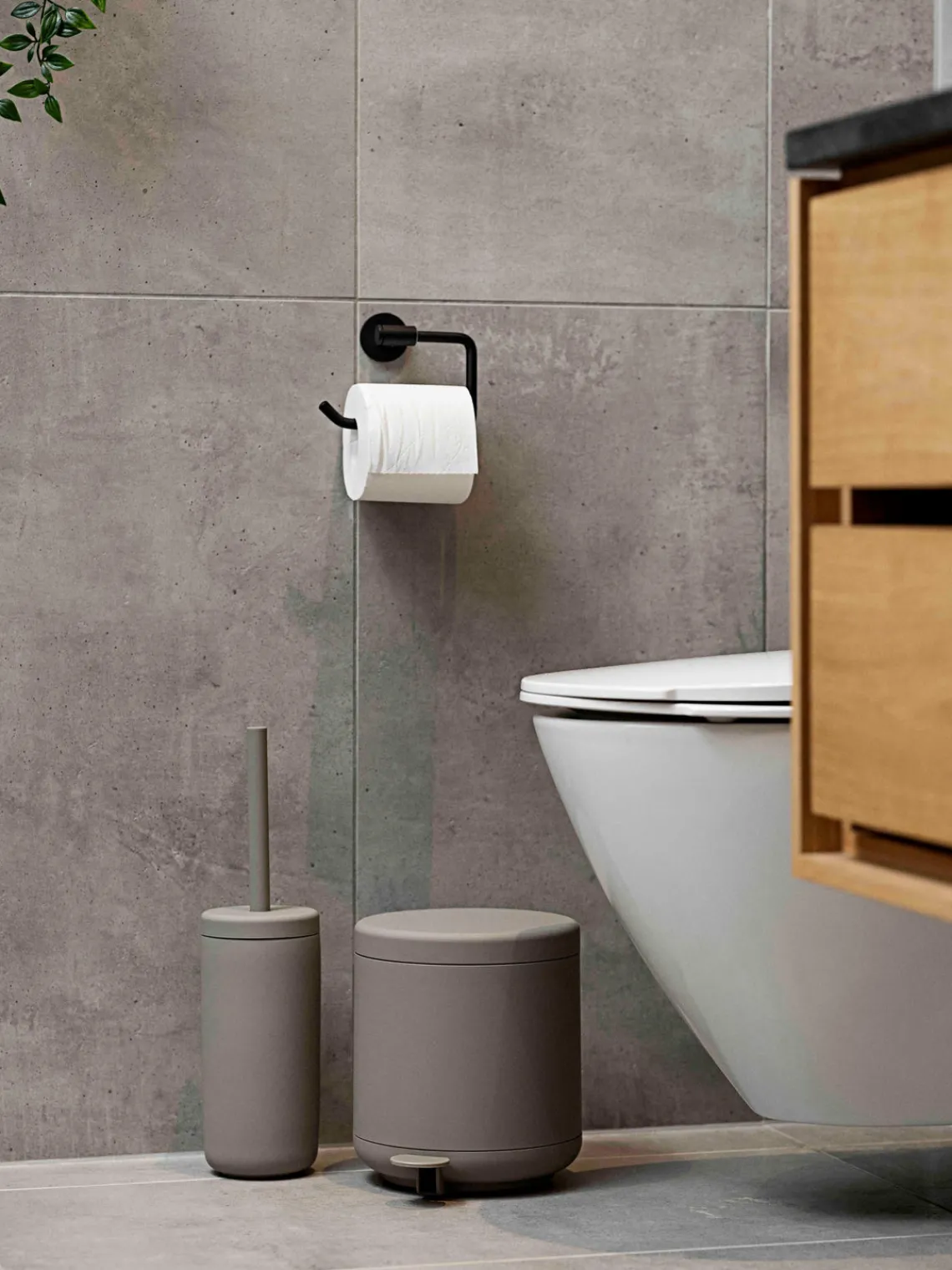 Outlet Zone Denmark Brosse pour WC avec récipient Omega Taupe