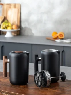 Fashion Fellow Cafetière Clara Noir, bois foncé