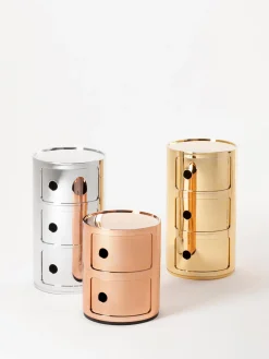 Sale Kartell Caisson design 3 modules Componibili Doré, haute brillance