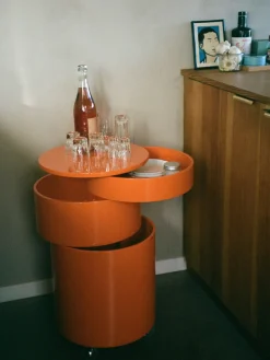 Fashion Verpan Caisson roulant rond Barboy, design Verner Panton Orange, haute brillance
